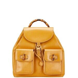 Gucci Bamboo Backpack Yellow Leather
